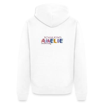 Schulkind Amelie Schule - Unisex Premium Bio Zip Hoodie - Weiß - Hinten - Thijin (182cm)