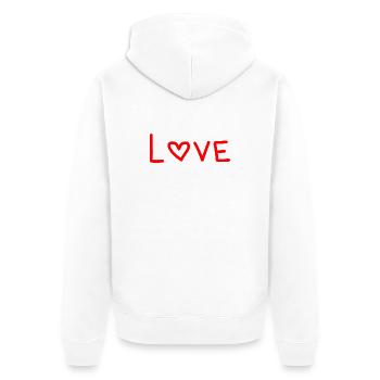 Red Striped Heart Love Design - Unisex Premium Organic Zip Hoodie - white - Back - Thijin (182cm)