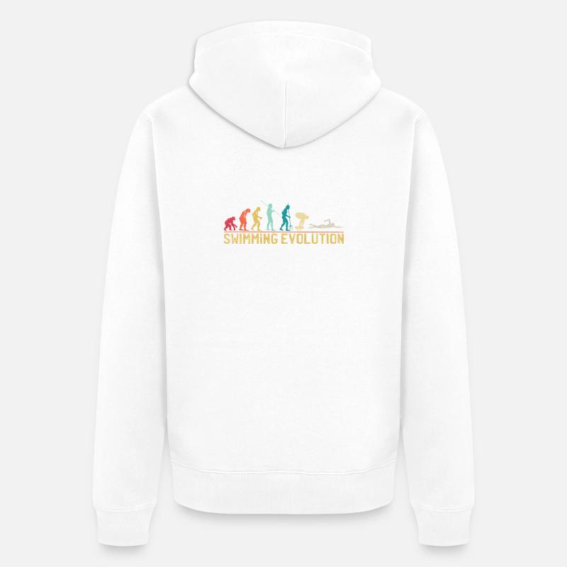 Illustration de l'évolution de la natation - Veste à capuche bio Premium Unisexe - blanc