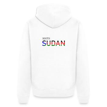Abstraktes Design mit bunten geometrischen Mustern - Unisex Premium Bio Zip Hoodie - Weiß - Hinten - Thijin (182cm)