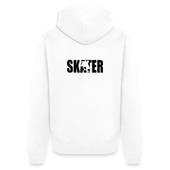 Klassisches Skater Design – Schlicht & lässig - Unisex Premium Bio Zip Hoodie - Weiß - Hinten - Thijin (182cm)