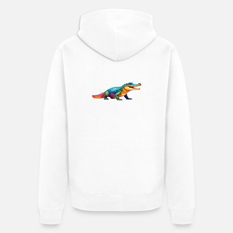 kroko_poly4 - Veste à capuche bio Premium Unisexe - blanc