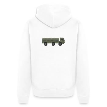 Camion militaire - Veste à capuche bio Premium Unisexe - blanc - Dos - Thijin (182cm)