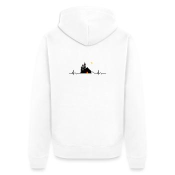 Outdoor Camping Campfire ECG Heartbeat - Unisex Premium Organic Zip Hoodie - white - Back - Thijin (182cm)