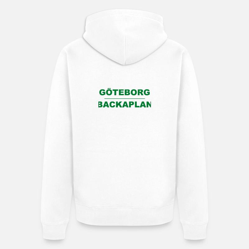 Göteborg Backaplan – Design vert-noir - Veste à capuche bio Premium Unisexe - blanc