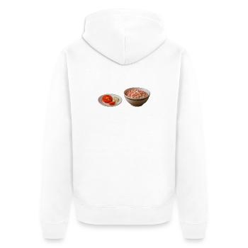 Tomaten Salat mit Schmand - Unisex Premium Bio Zip Hoodie - Weiß - Hinten - Thijin (182cm)