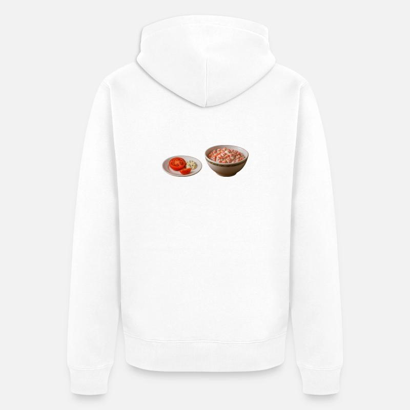 Salade de tomates avec crème sure - Veste à capuche bio Premium Unisexe - blanc