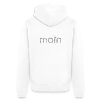 Moin Schriftzug mit kleiner Möwe - Unisex Premium Bio Zip Hoodie - Weiß - Hinten - Thijin (182cm)