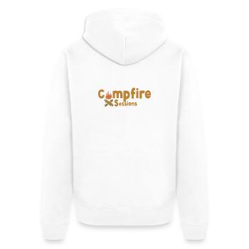 Campfire Sessions – Cozy Outdoor Camp Design - Unisex Premium Bio Zip Hoodie - Weiß - Hinten - Thijin (182cm)
