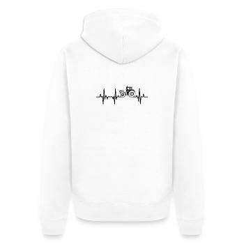 Traktor Pulsschlag - Unisex Premium Bio Zip Hoodie - Weiß - Hinten - Thijin (182cm)