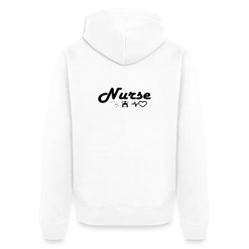 Nurse_Black - Unisex Premium Organic Zip Hoodie - white - Back - Thijin (182cm)