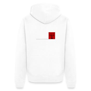 Gothic Candelabra Silhouette – Red and White Minim - Unisex Premium Organic Zip Hoodie - white - Back - Thijin (182cm)