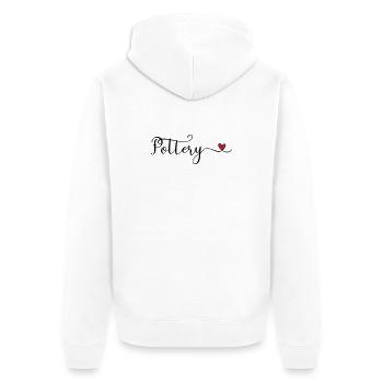 Don de typographie Pottery Heart - Veste à capuche bio Premium Unisexe - blanc - Dos - Thijin (182cm)