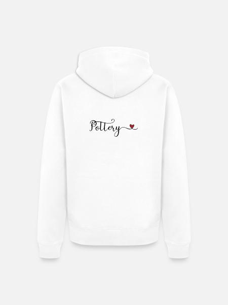 Pottery Heart Typography Gift - Unisex Premium Organic Zip Hoodie - white