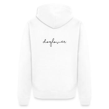 Doglover Script - Unisex Premium Organic Zip Hoodie - white - Back - Thijin (182cm)