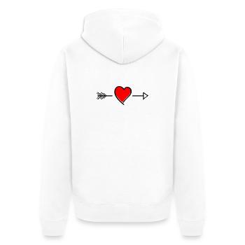 Contraste de cœur sur le noir - Veste à capuche bio Premium Unisexe - blanc - Dos - Thijin (182cm)