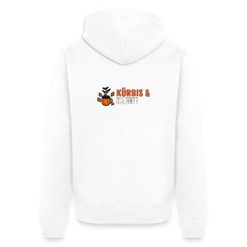 Kürbis & Kaffee – Halloween Shirt für Kaffeefans - Unisex Premium Bio Zip Hoodie - Weiß - Hinten - Thijin (182cm)