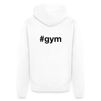GYM Addict Muskeltraining Fitness - Unisex Premium Bio Zip Hoodie - Weiß - Hinten - Thijin (182cm)