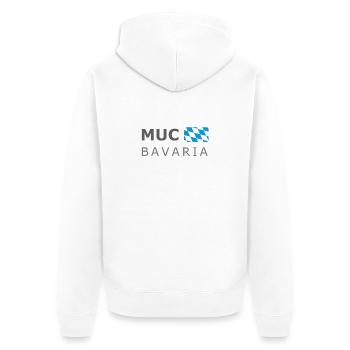 MUC BAVARIA dark-lettered - Unisex Premium Bio Zip Hoodie - Weiß - Hinten - Thijin (182cm)