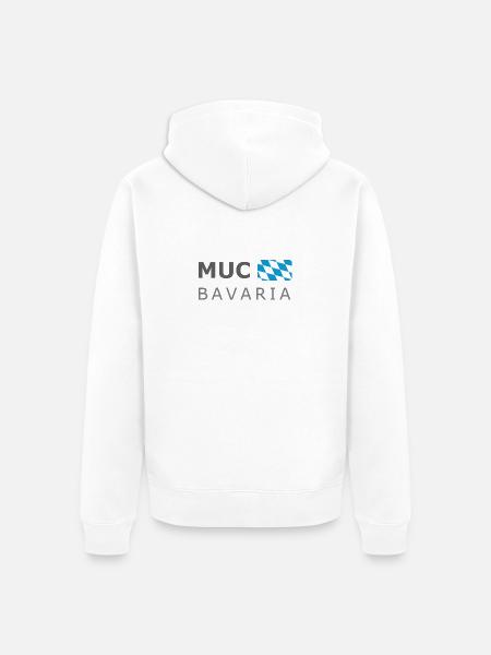 MUC BAVARIA dark-lettered - Unisex Premium Bio Zip Hoodie - Weiß