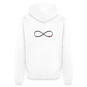Unendlichkeits Zeichen unendlich Herz Liebe - Unisex Premium Bio Zip Hoodie - Weiß - Hinten - Thijin (182cm)