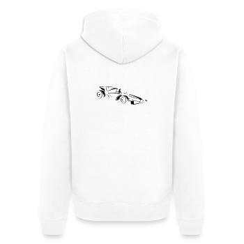 Minimalist Racing Car Line Art - Unisex Premium Organic Zip Hoodie - white - Back - Thijin (182cm)