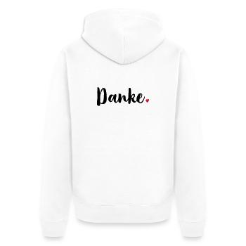 Danke Herz Geschenk Dankeschön - Unisex Premium Bio Zip Hoodie - Weiß - Hinten - Thijin (182cm)