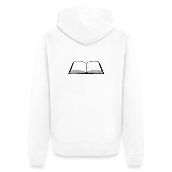 Buch leeren - Unisex Premium Bio Zip Hoodie - Weiß - Hinten - Thijin (182cm)