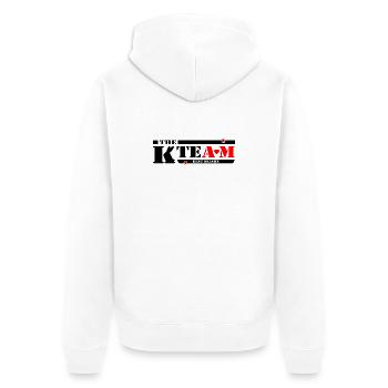 The K Team - Unisex Premium Bio Zip Hoodie - Weiß - Hinten - Thijin (182cm)