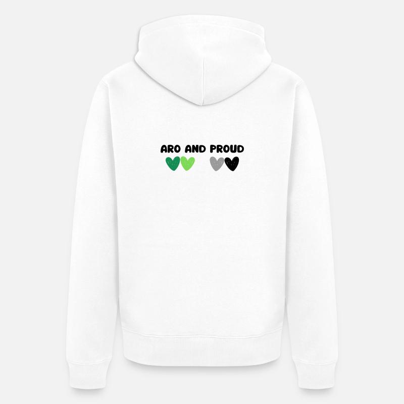 Aromantisch und stolz - Unisex Premium Bio Zip Hoodie - Weiß