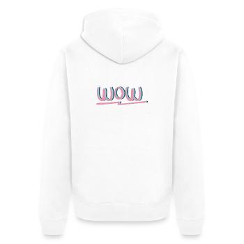 WOW Bekleidung & Accessoires - Unisex Premium Bio Zip Hoodie - Weiß - Hinten - Thijin (182cm)