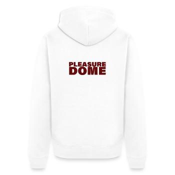 PLEASURE DOME - Unisex Premium Bio Zip Hoodie - Weiß - Hinten - Thijin (182cm)