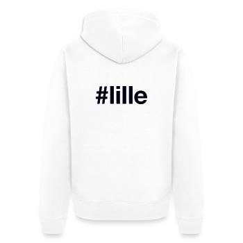 LILLE Hashtag - Unisex Premium Bio Zip Hoodie - Weiß - Hinten - Thijin (182cm)