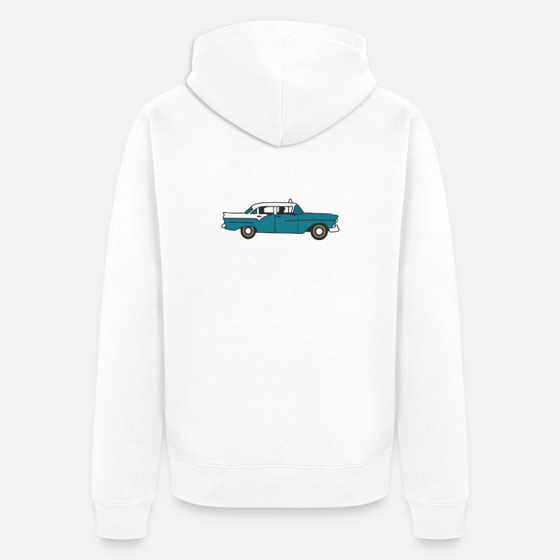 Kubanisches Oldtimer-Auto - Unisex Premium Bio Zip Hoodie - Weiß