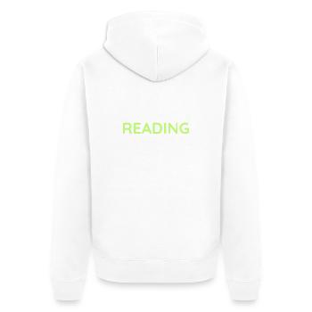 Minimalistischer botanischer Buch- und Blattdruck - Unisex Premium Bio Zip Hoodie - Weiß - Hinten - Thijin (182cm)