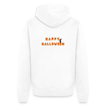 Happy Halloween Spinnennetz Schrift - Unisex Premium Bio Zip Hoodie - Weiß - Hinten - Thijin (182cm)