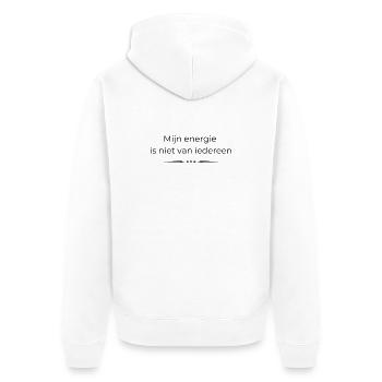 Grenzen Geschenk | Meine Energie gehört nicht allen - Unisex Premium Bio Zip Hoodie - Weiß - Hinten - Thijin (182cm)
