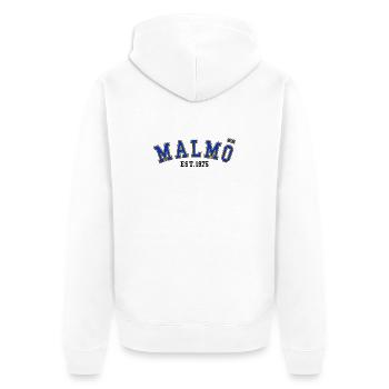 Malmö Est. 1975 - Unisex Premium Organic Zip Hoodie - white - Back - Thijin (182cm)