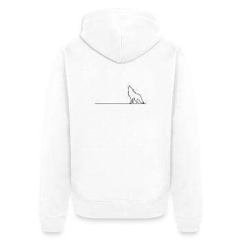 Wolf Outline - Unisex Premium Bio Zip Hoodie - Weiß - Hinten - Thijin (182cm)