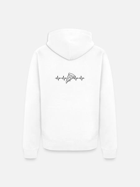 Pizzastück Pizzabäcker Pizza EKG Herzschlag - Unisex Premium Bio Zip Hoodie - Weiß