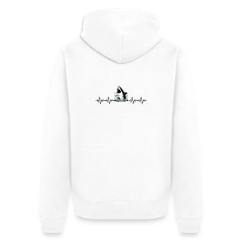 Weisser Weißer Hai EKG Herzschlag - Unisex Premium Bio Zip Hoodie - Weiß - Hinten - Thijin (182cm)