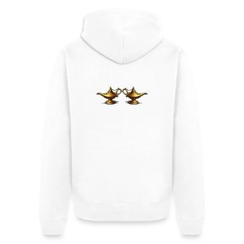 Golden Oil Lamps - Unisex Premium Organic Zip Hoodie - white - Back - Thijin (182cm)