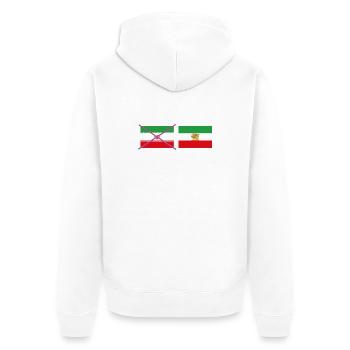 Flaggenkreuz Iran – grafischer Kreuzverschluss - Unisex Premium Bio Zip Hoodie - Weiß - Hinten - Thijin (182cm)