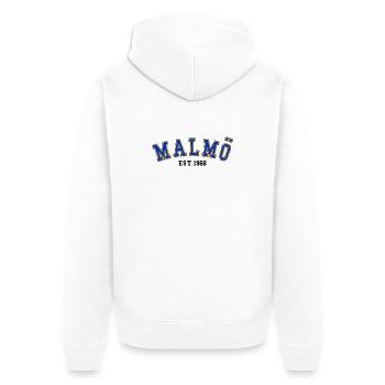 Malmö Est. 1966 - Unisex Premium Organic Zip Hoodie - white - Back - Thijin (182cm)