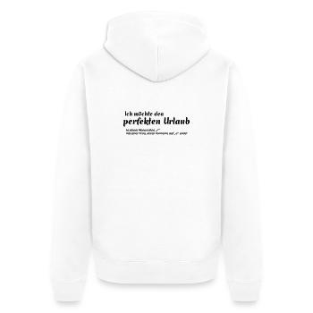 Der perfekte Urlaub m - Unisex Premium Bio Zip Hoodie - Weiß - Hinten - Thijin (182cm)