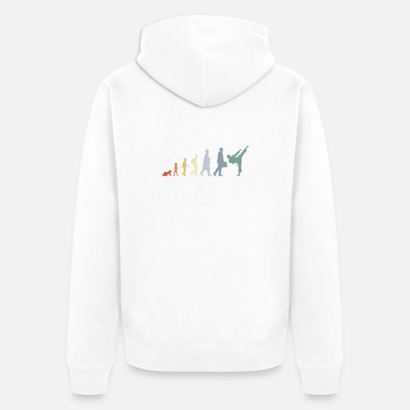 Rétro Karateka Evolution - Veste à capuche bio Premium Unisexe - blanc