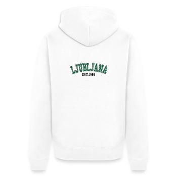 Ljubljana Fondée en 1966 - Veste à capuche bio Premium Unisexe - blanc - Dos - Thijin (182cm)