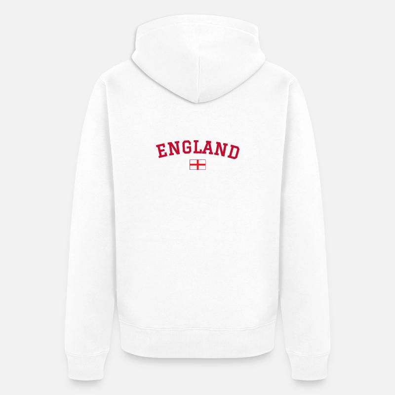 Drapeau anglais : dessin rouge - Veste à capuche bio Premium Unisexe - blanc