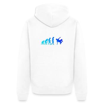 Geschenkidee für einen Hip-Hop-Tänzer mit Breaking - Unisex Premium Bio Zip Hoodie - Weiß - Hinten - Thijin (182cm)