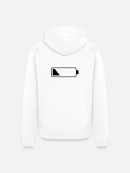 Akku leer , bitte Aufladen! - Unisex Premium Bio Zip Hoodie - Weiß